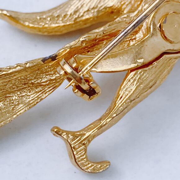 VTG Mid Century Roadrunner Brooch Rhinestone Gold Tone Figural Pin, Whimsy 50s - Picture 8 of 11
